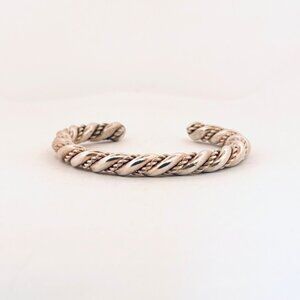 Vintage Sterling Silver 925 Twisted Rope Cuff Bracelet 5.25” Estate Jewelry